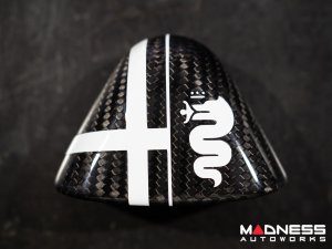 Alfa Romeo 4C Carbon Fiber Upper Safety Belt Ring Cover - White Alfa Flag Theme Alfa Romeo 4C Carbon Fiber Upper Safety Belt Ring Cover - White Alfa Flag Theme